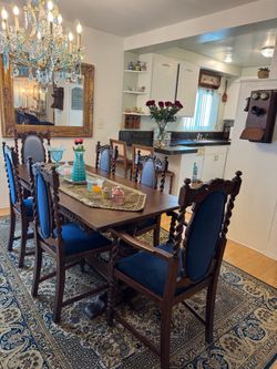 Antique dinning set,  table and 6 chairs