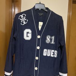 Guess V neck Women's Cardigan (Navy Blue)