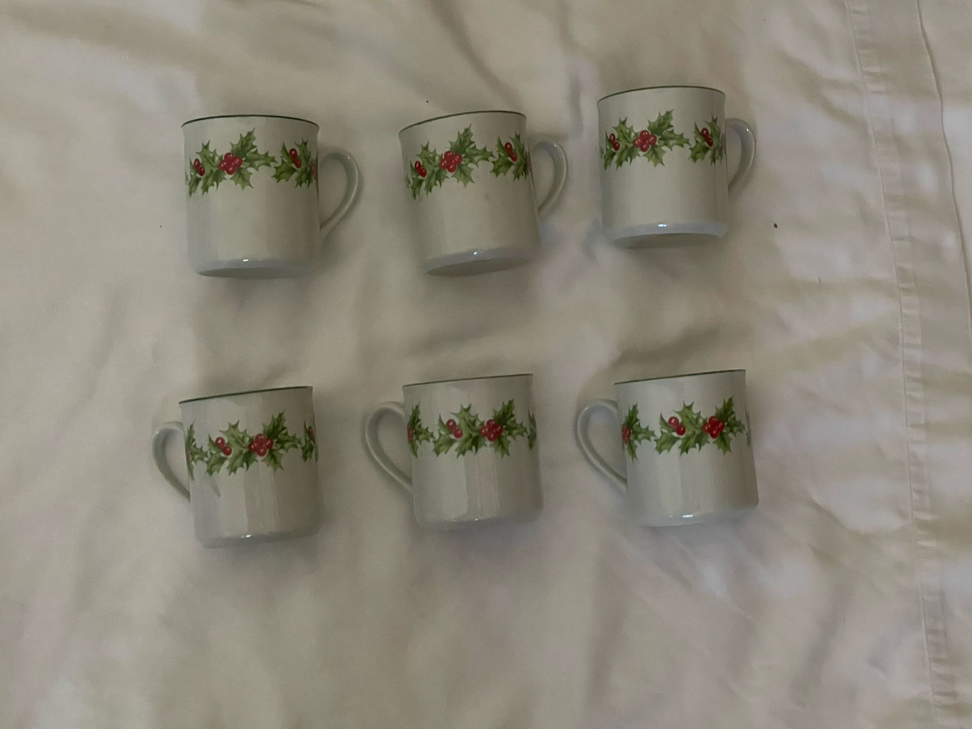 Christmas Mugs, Set Of 6