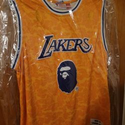 Bape X Mitchell And Ness LeBron James Lakers Jersey 
