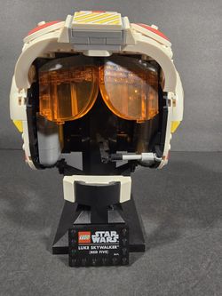 LEGO Star Wars Luke Skywalker (Red Five) Helmet, set number 75327. ***Retired Item*** Built. Open Box. No Missing Pieces. Box Included. 