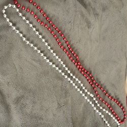 Beaded Necklaces: Red and Silver