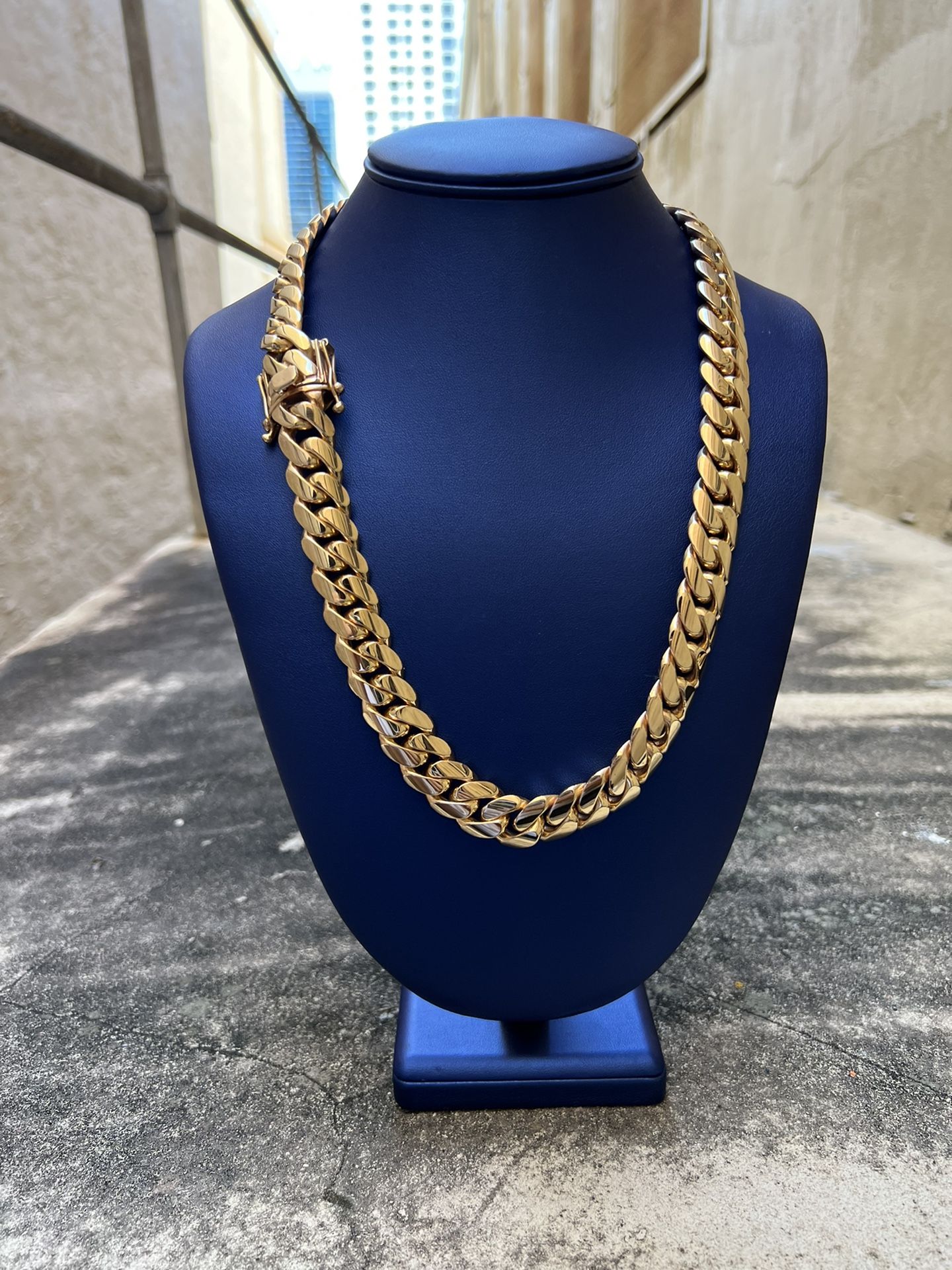 16 MM 24” (gold Bonded Over Silver ) HANDMADE Cuban Link Chain