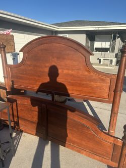 King Walnut Bedframe With King Mattress