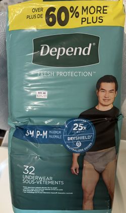 S-M Men’s Depends 32 Count Underwear