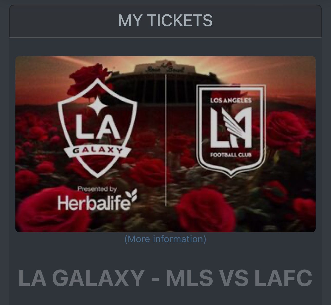 LA Galaxy Vs LAFC (4tickets)