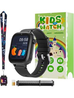 4G Kids Watch with SIM Card, 47 Exciting Games, Two-Way Calling Feature, SOS Emergency Call Button Ideal for Kids Aged 3-15 Gift, Children’s Cell Phon