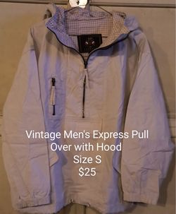 Vintage Men's Express Pull Over With Hood Size S