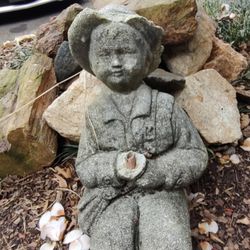 Heavy Beautiful Statue For Garden - Boy Fishing Or Meditating 