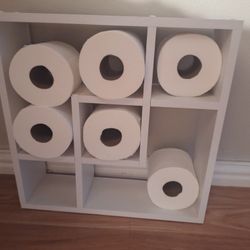 White Wooden Toilet Paper Hold