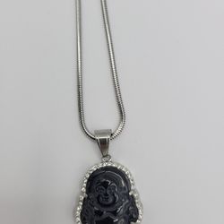 22" Stainless Steel Chain With Buddha Charm 