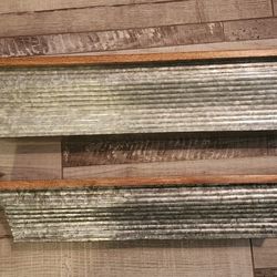 Set Of 2 Metal And Wood Wall Shelves