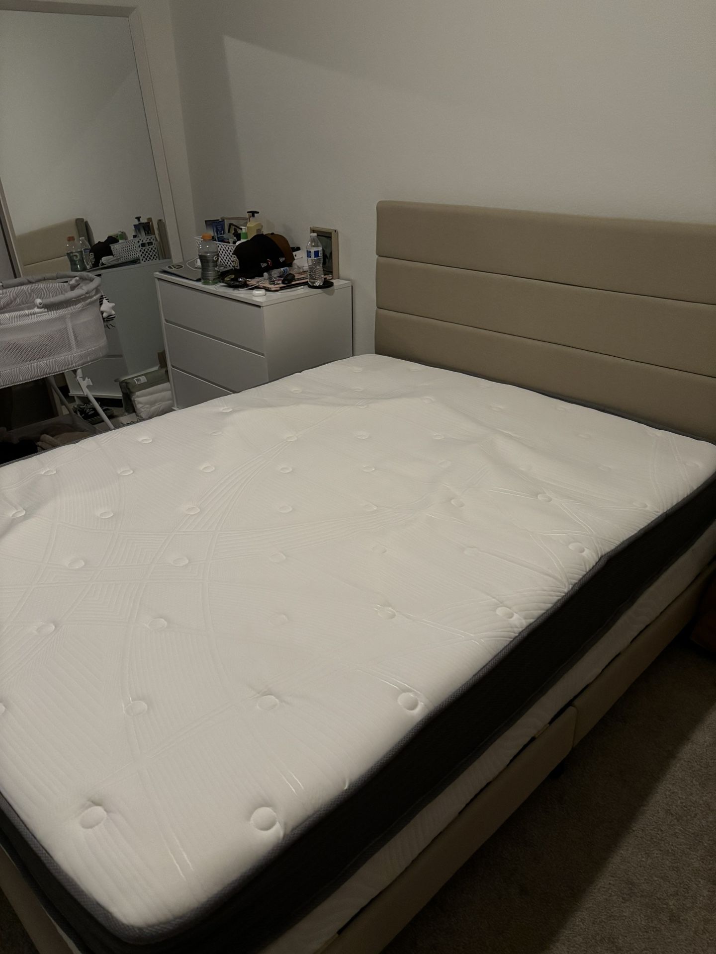 Queen Bed Frame & Mattress