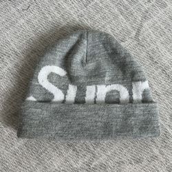 Supreme NY Big Logo Men’s Grey/White Streetwear Skater Cuffed Beanie Hat