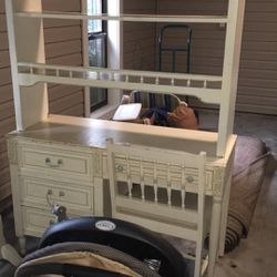 Solid Wood, Used Desk, Hutch And Chair plus Standing, Swivel Mirrow in Deville: $200.00