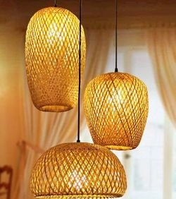 3Bamboo Wicker Hanging Light Shades