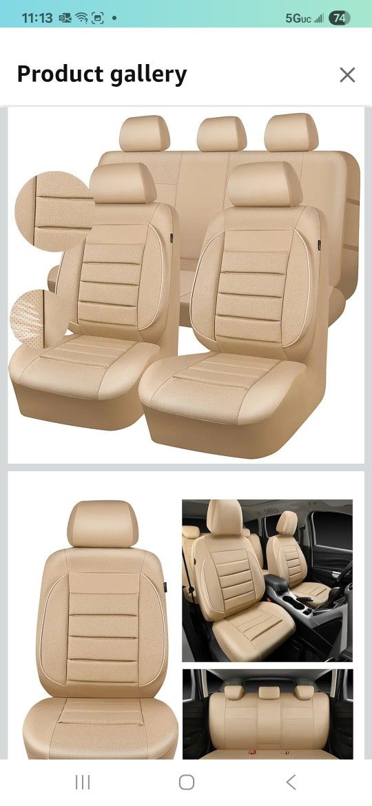 CAR PASS Leather Seat Covers Full Set Universal Water Resistant 3D Foam Back Support, Luxury Comfort Automotive 5 Seat Covers All Season Fit for SUV,S