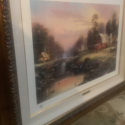 Thomas Kinkade Sunset At The Riverbed Farm