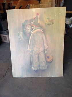 Vintage Edward Art Products The Lonely Clown Print Sad