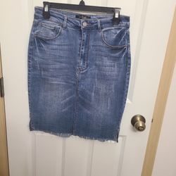 Denim Stretchy Skirt, Size L 