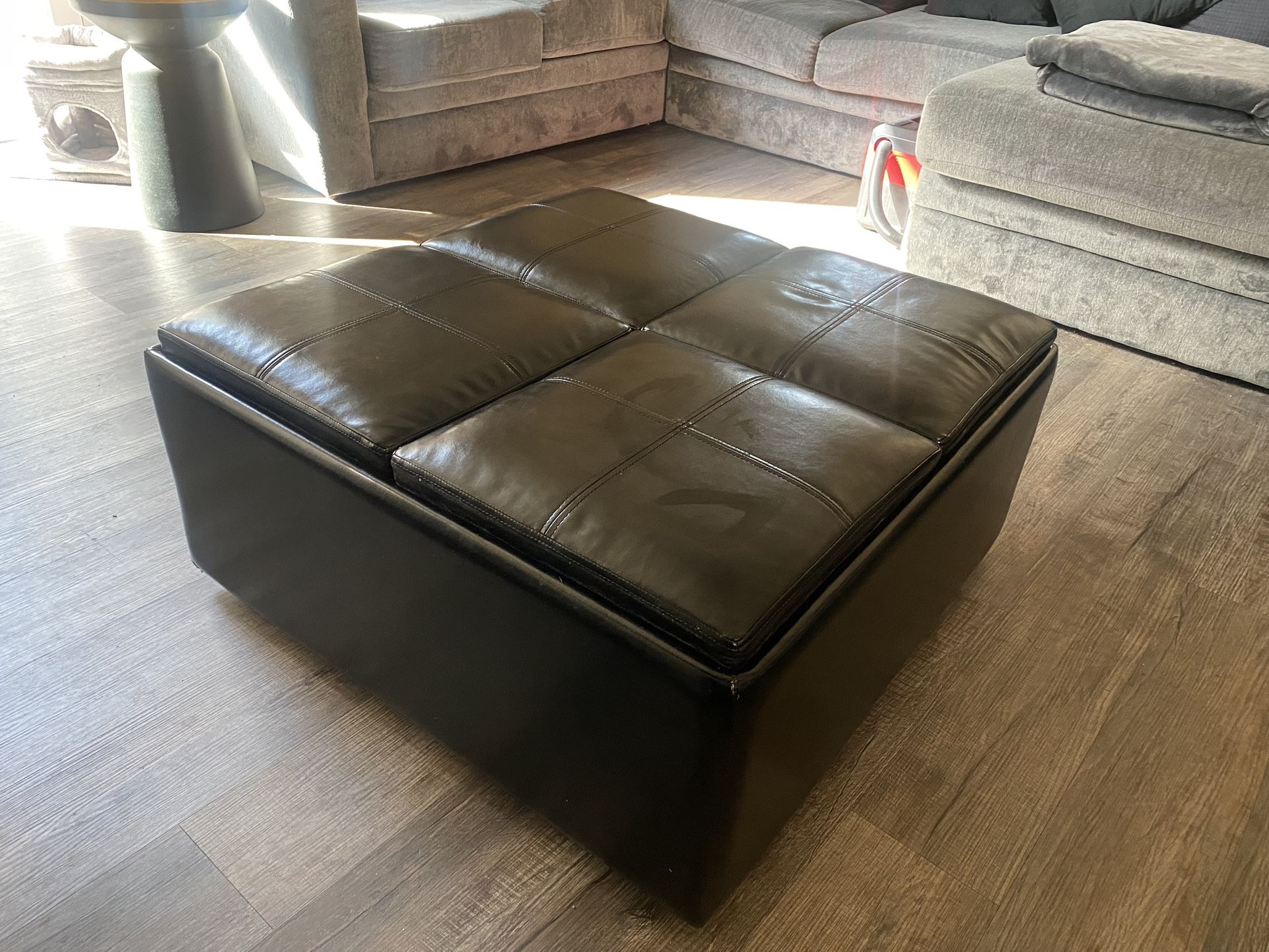 Black The Leather Ottoman