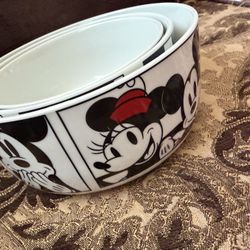 New 3 Disney Set Mickey & Minnie Mouse Bowl Set 