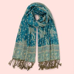 New | Turquoise/Beige Pashmina Shawl
