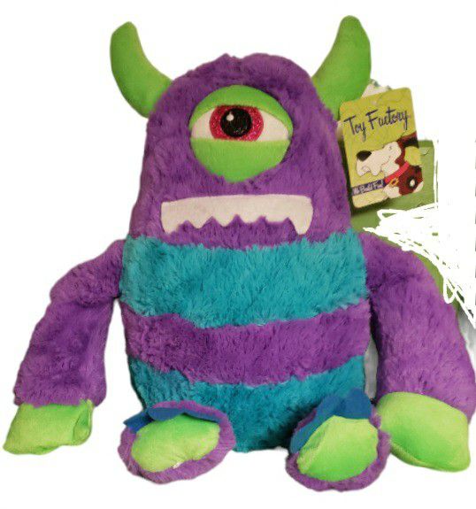 monster plush purple teal lime green 1 eyed  stuffed animal with tags