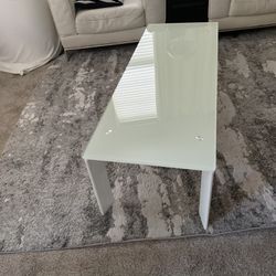 White Solid Glass Coffee Table 
