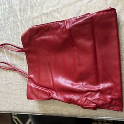 Red leather shoulder bag 