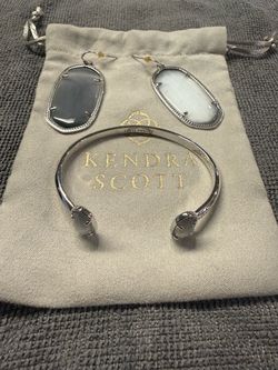 Kendra Scott Jewelry Set – Earrings + Cuff Bracelet – Silver Tone