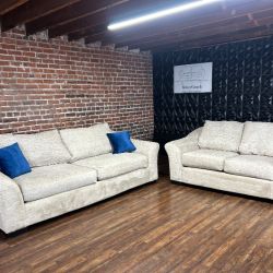 Free Delivery-Ashley Furniture Ivory sofa/couch + loveseat set