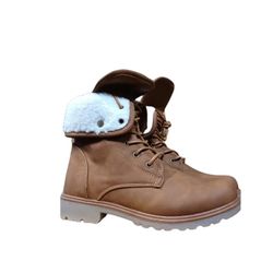 Tan WINTER BOOTS WITH FAUX FUR IN THE TIMBERLAND STYLE "NOT TIMBERLAND"