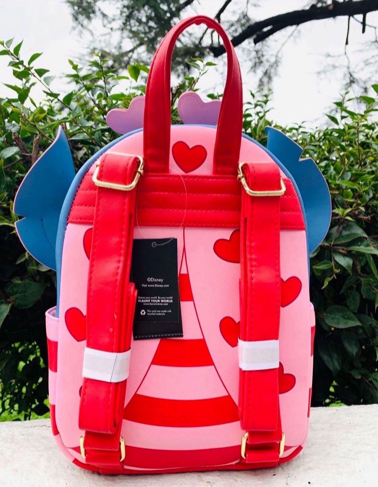 Disney Stitch Heart love bug valentines mini Backpack new Loungefly Disney Stitch & Angel Cherry Blossom Heart Mini  main image 2