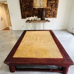 Antique Chinese Elmwood/Rattan Opium Day 19Th Century