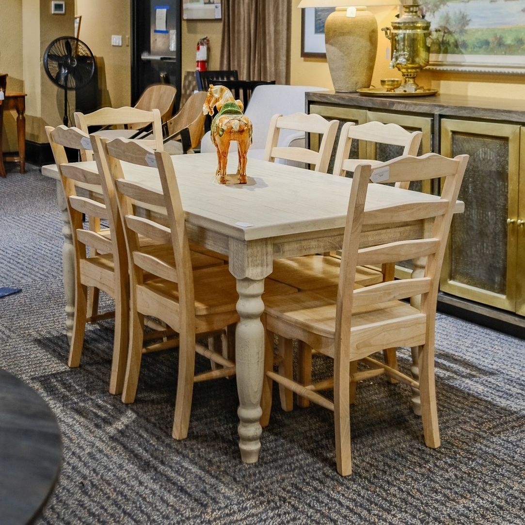 Whitewashed Modern Farmhouse Solid Wood Dining Table