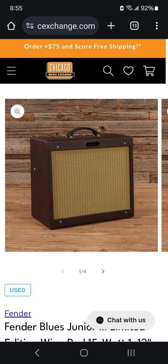 Fender Blues Junior III Limited Edition Wine Red 15-Watt 1x12" Guitar Combo Amp
