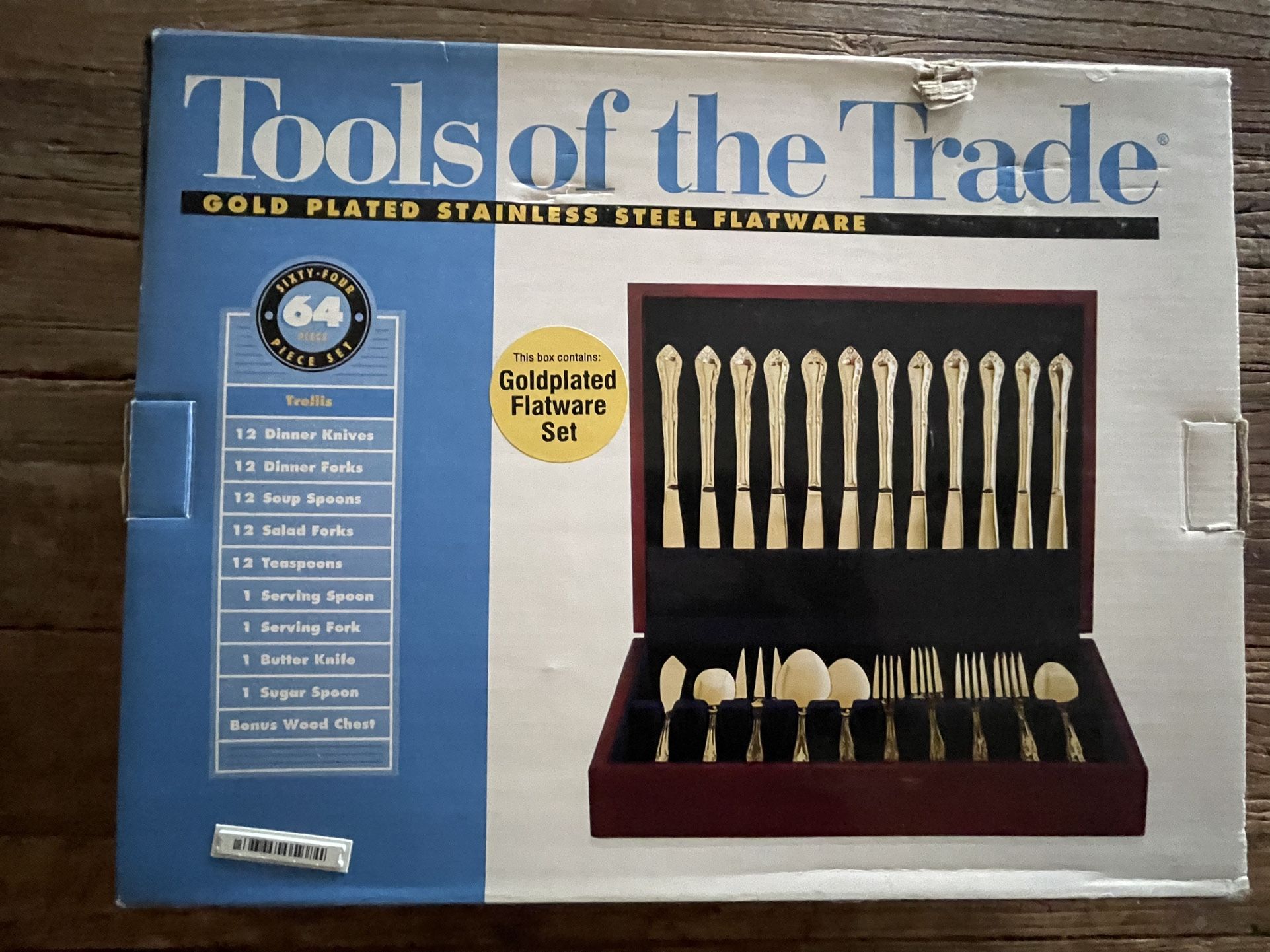 NEW 64 Piece Cutlery Set “tools Of The Trade” Gold Plated Flatware Set
