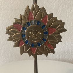 Brass Candleholder Sun Face 