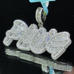 Plug Statement Pendant Moissanite Sterling Silver 4.54C.T VS.D Color