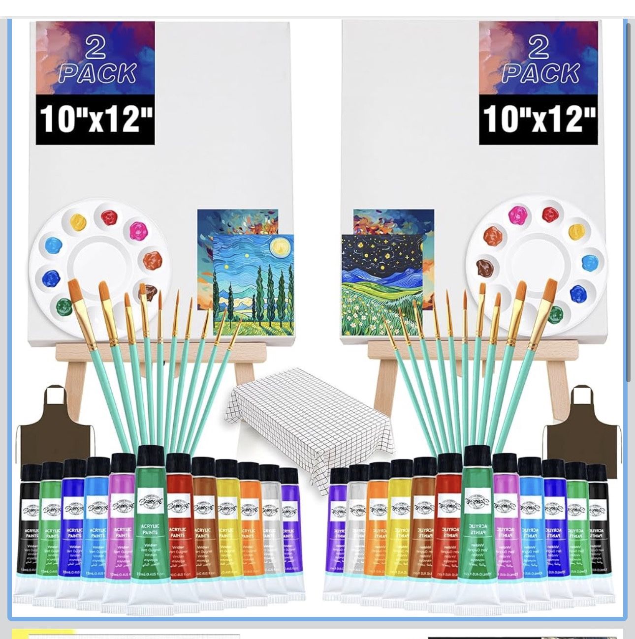 New 10"x12" Sip and Paint Kit for Adults,Acrylic Paint Canvas Set,Couples Painting Kit Date Night,Piece Professional Painting Supplies Kit,Perfect fo
