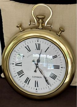 19”h Kensington Gold Vintage Style Wall Clock
