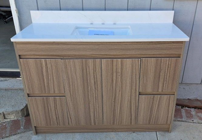 48in Single Bathroom Vanity,Modern Bathroom Cabinet with Sink, Soft Closing Door & Drawers,Assembled