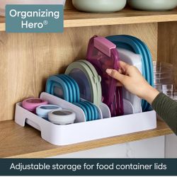 Adjustable Tupperware, Container Lid Organizer