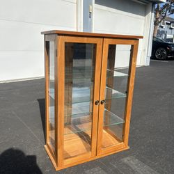 Oak Curio Bar Cabinet 