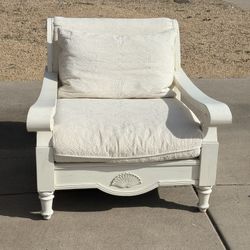 Large White Wood Comfortable Living Room Chair (LxWxH: 45” x 39” x 37”)