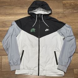 Nike Michigan State Spartans Windbreaker Full Zip Hoodie Jacket Mens Medium