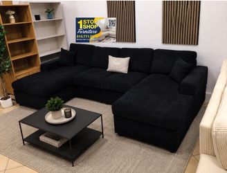On sale ‼️ sectional Sofa double chaise black corduroy