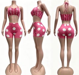 pink polka dot set
