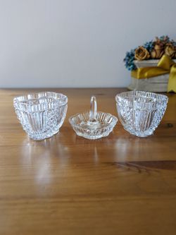 Clear Crystal Glass Trinket/ Jewelry Bowls &Ring Holder